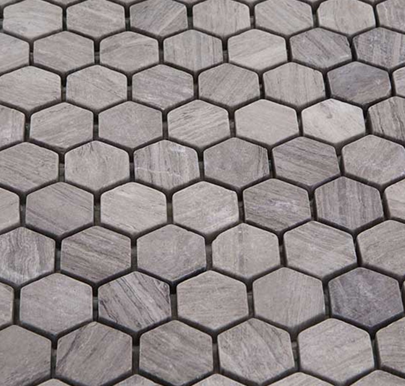 Natuursteenmozaïek - Zeshoek Hexagon Grijs