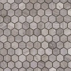 Natuursteenmozaïek - Zeshoek Hexagon Grijs Patroon