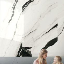 Marmerlook Tegel Slabs 260x120 - TR-PAN Marble Wit Zwart Hoogglans Sfeer