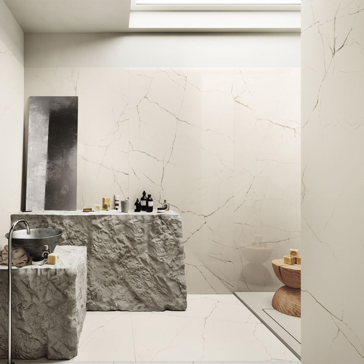Marmerlook Tegel Slabs 260x120 - TR-STA Marble Wit Mat Sfeer
