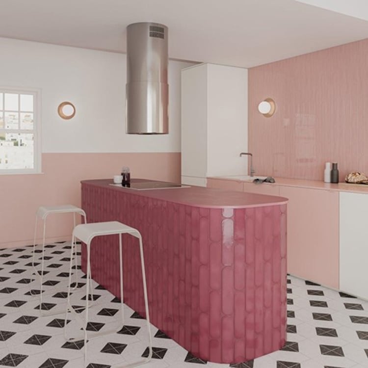 Handvorm Tegels 7,5x30 - Ovaal Grace Berry Rood Hoogglans Sfeer