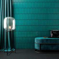 Handvorm Tegels 7,5x30 - Ovaal Grace Teal Groenblauw Hoogglans Sfeer