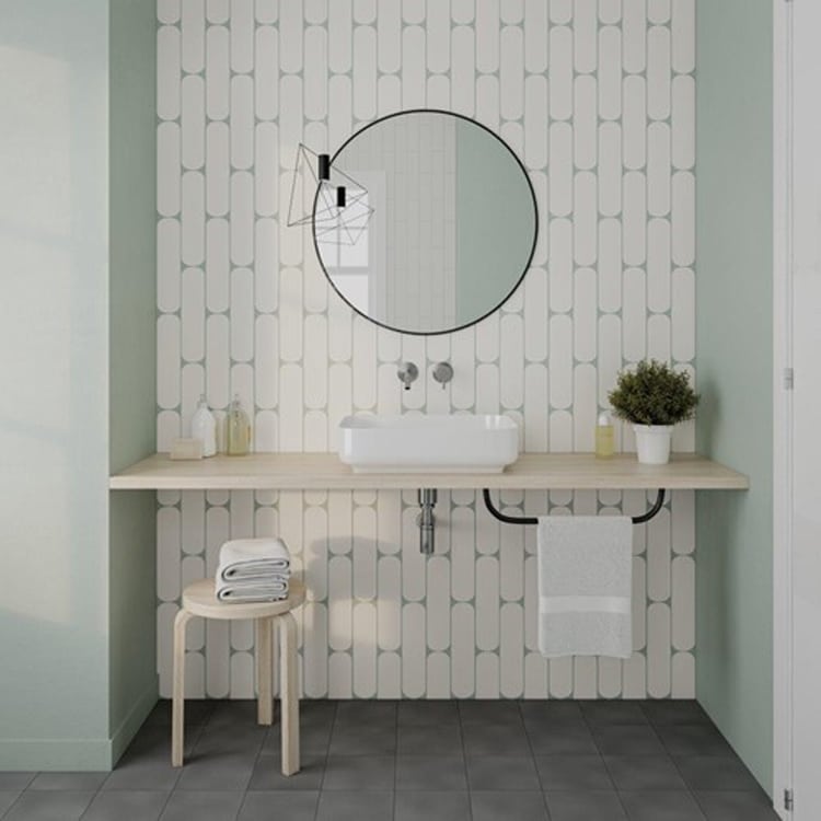 Handvorm Tegels 7,5x30 - Ovaal Grace White Gebroken Wit Hoogglans Sfeer