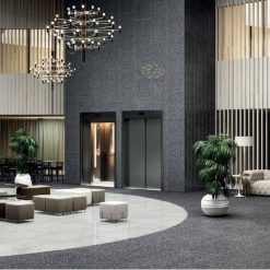 Alternative view of Terrazzo Tegels 60x60 Tile Stories Rialto Graphite Naturale Zwart Wit