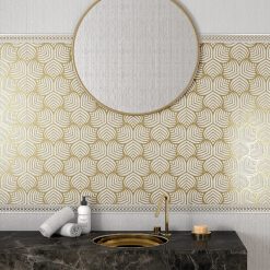 Alternative view of Wandtegel Glaze 90x30 Spike Dorado Wit Goud