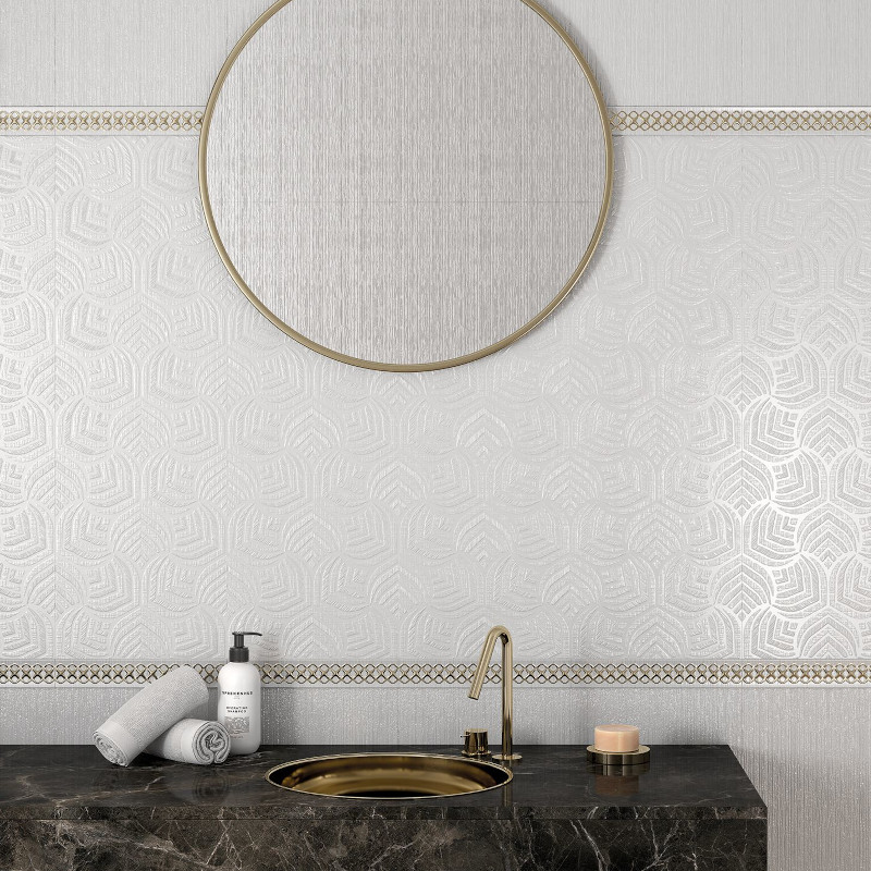 Wandtegel Glaze 90×30 Spike Blanco Wit Grijs