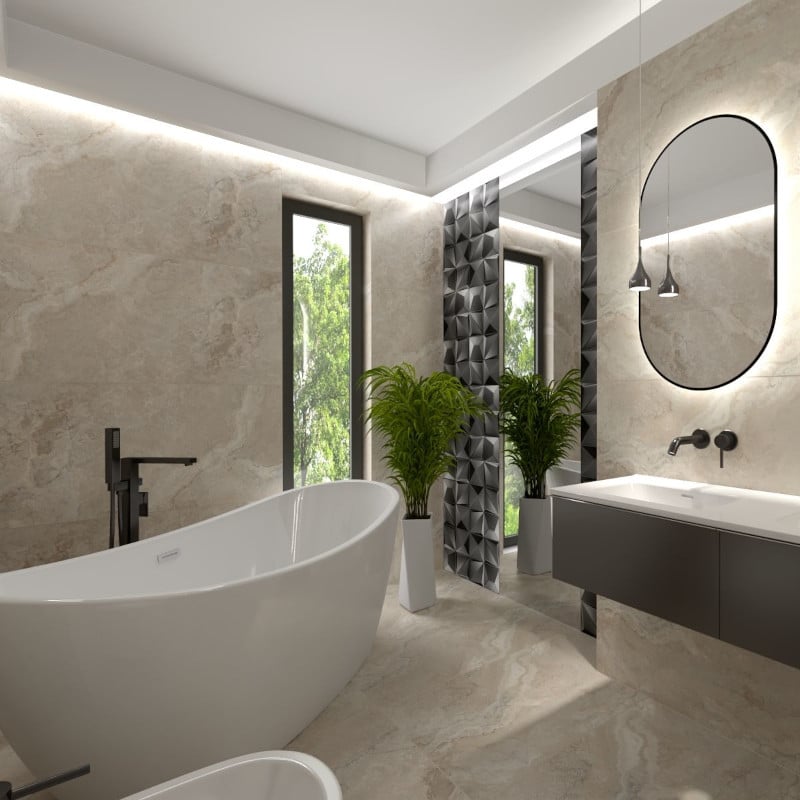 Marmerlook Tegels 60x60 - Sena Crema Matt Créme