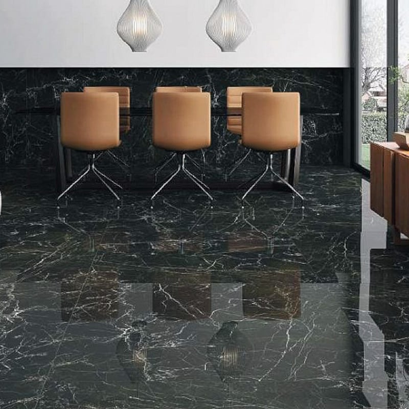 Marmerlook Tegels 60x120 - Radon Zwart Hoogglans