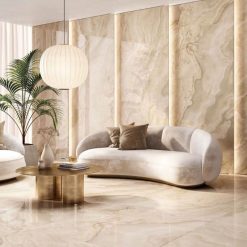 Alternative view of Marmerlook Tegel 60x120 - Onice Iride Ambra Beige