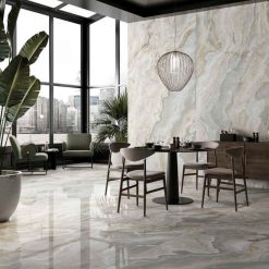 Alternative view of Marmerlook Tegel 120x120 - Onice Iride Argento Grijs Beige