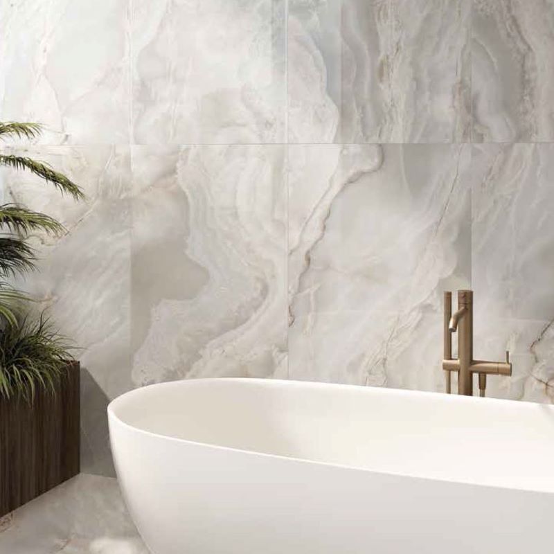 Marmerlook Tegel Slabs 280×120 – Onice Iride Avorio Grijs