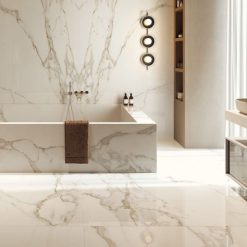 Alternative view of Marmerlook Tegel Slabs 120x120 - Calacatta Oro Wit Beige