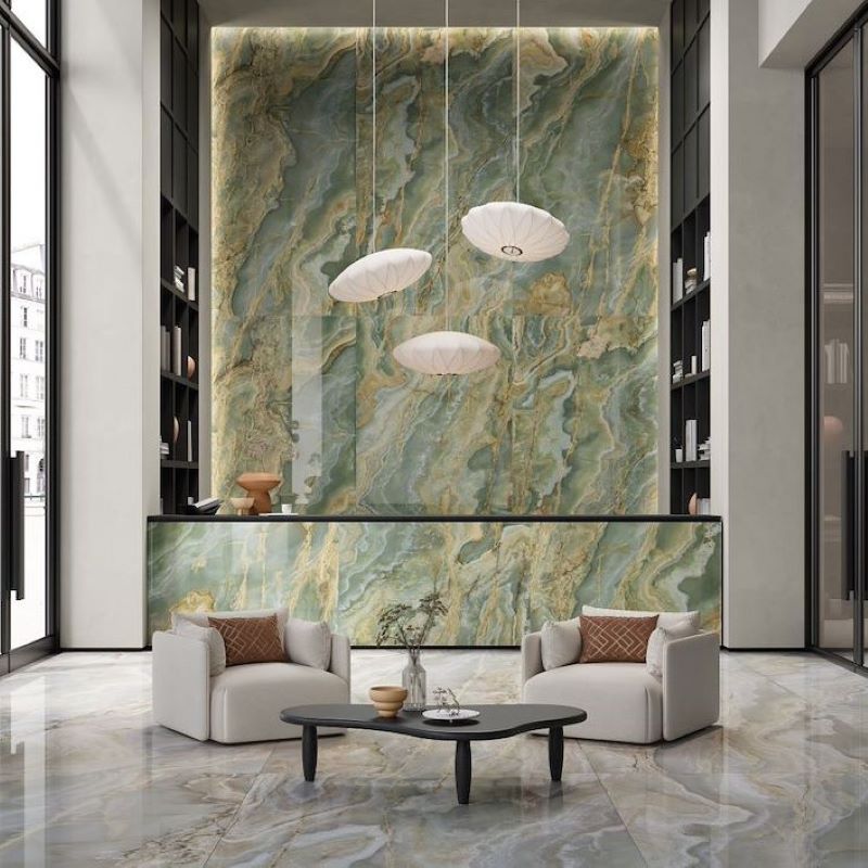 Marmerlook Tegel Slabs 280×120 – Onice Iride Avorio Grijs