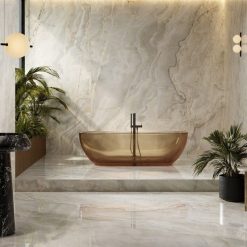 Alternative view of Marmerlook Tegel Slabs 120x120 - Onice Iride Avorio Grijs