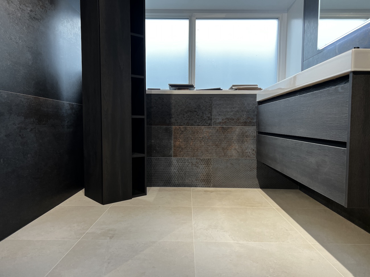 Metallook tegels beige