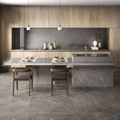 Alternative view of Marmerlook Tegel Slabs 80x160 - AVA Bronze Amani  Hoogglans Grijs