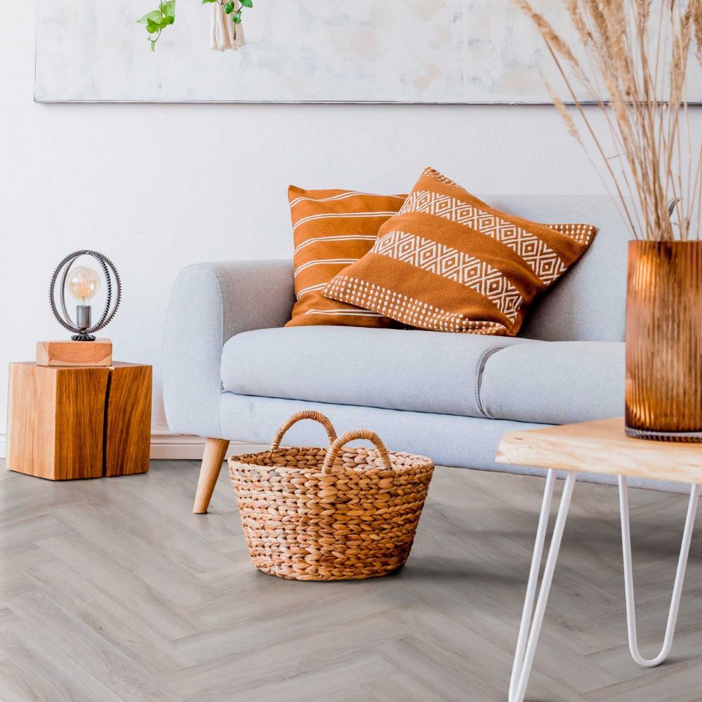 Mansion Comfort Click 5Gi Visgraat 15x75 Sand Oak Lichtgrijs