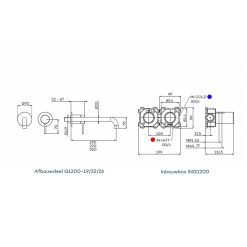 Lagoo Inbouw 1-greeps Wastafelmengkraan Uitloop Dimensies