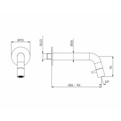 Lagoo Inbouw Fonteinkraan Inkortbaar G4106 Dimensies
