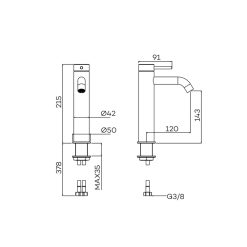 Lagoo Wastafelmengkraan Medium G1102 Dimensies