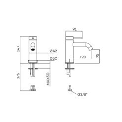 Lagoo Wastafelmengkraan Regular G1100 Dimensies