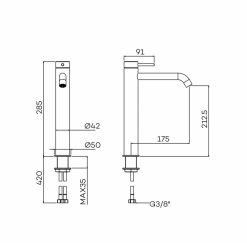 Lagoo Wastafelmengkraan Regular G1104 Dimensies