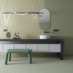 Alternative view of Wandtegel Ritmo Zouk-R Verde Bronce Oxidado 32x99 Groen