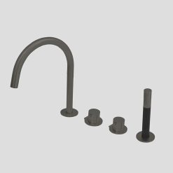 G3210GM Lagoo Badrandcombinatie met mengkraan, uitloop, 2-weg omstel en handdouche (staaf) - Brushed Gun Metal
