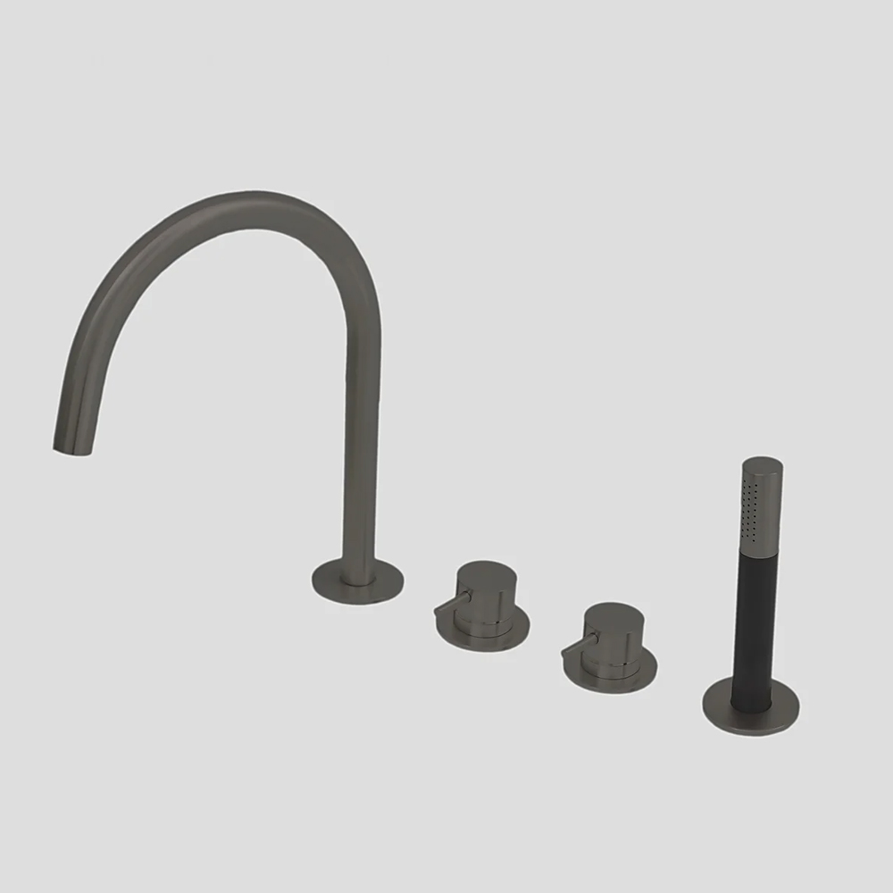 G3210GM Lagoo Badrandcombinatie met mengkraan, uitloop, 2-weg omstel en handdouche (staaf) - Brushed Gun Metal