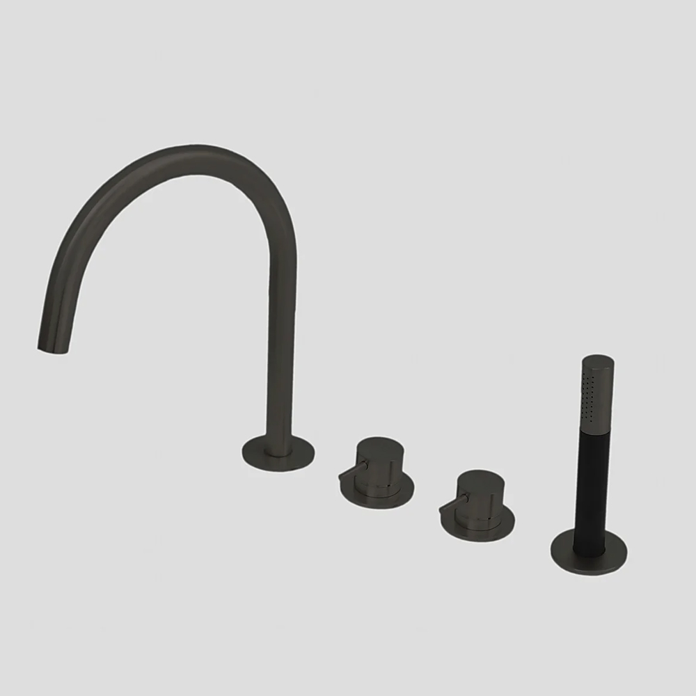 G3210MB Lagoo Badrandcombinatie met mengkraan, uitloop, 2-weg omstel en handdouche (staaf) - Matt Black