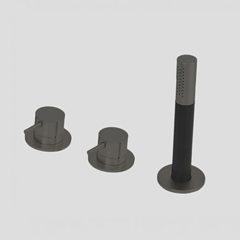 G3212GM Lagoo Badrandcombinatie met mengkraan, 2-weg omstel en handdouche (staaf) - Brushed Gun Metal