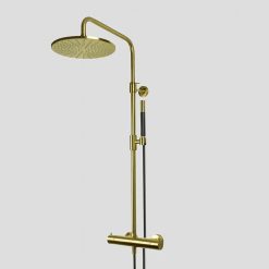 G5201BB Lagoo Thermostatische doucheset met hoofddouche (250 mm) en handdouche (staaf) Brushed Brass
