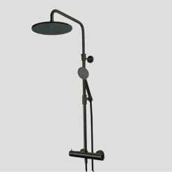 G5203MB Lagoo Thermostatische doucheset met hoofddouche (250 mm) en handdouche (rond) Matt Black
