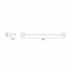 G6105 Lagoo Handdoekstang 60 cm - Dimensies