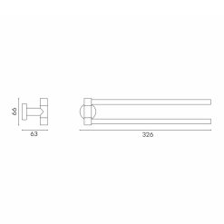 G6106 Lagoo Draaibare Handdoekhouder - Dimensies
