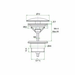 G6118 Afvoerplug Always Open - Dimensies
