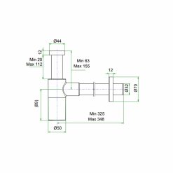 G6119 Lagoo Universele design sifon - Dimensies
