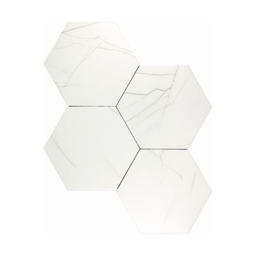 14x16 Hexagon Tegels Rock Star Calacatta Gold