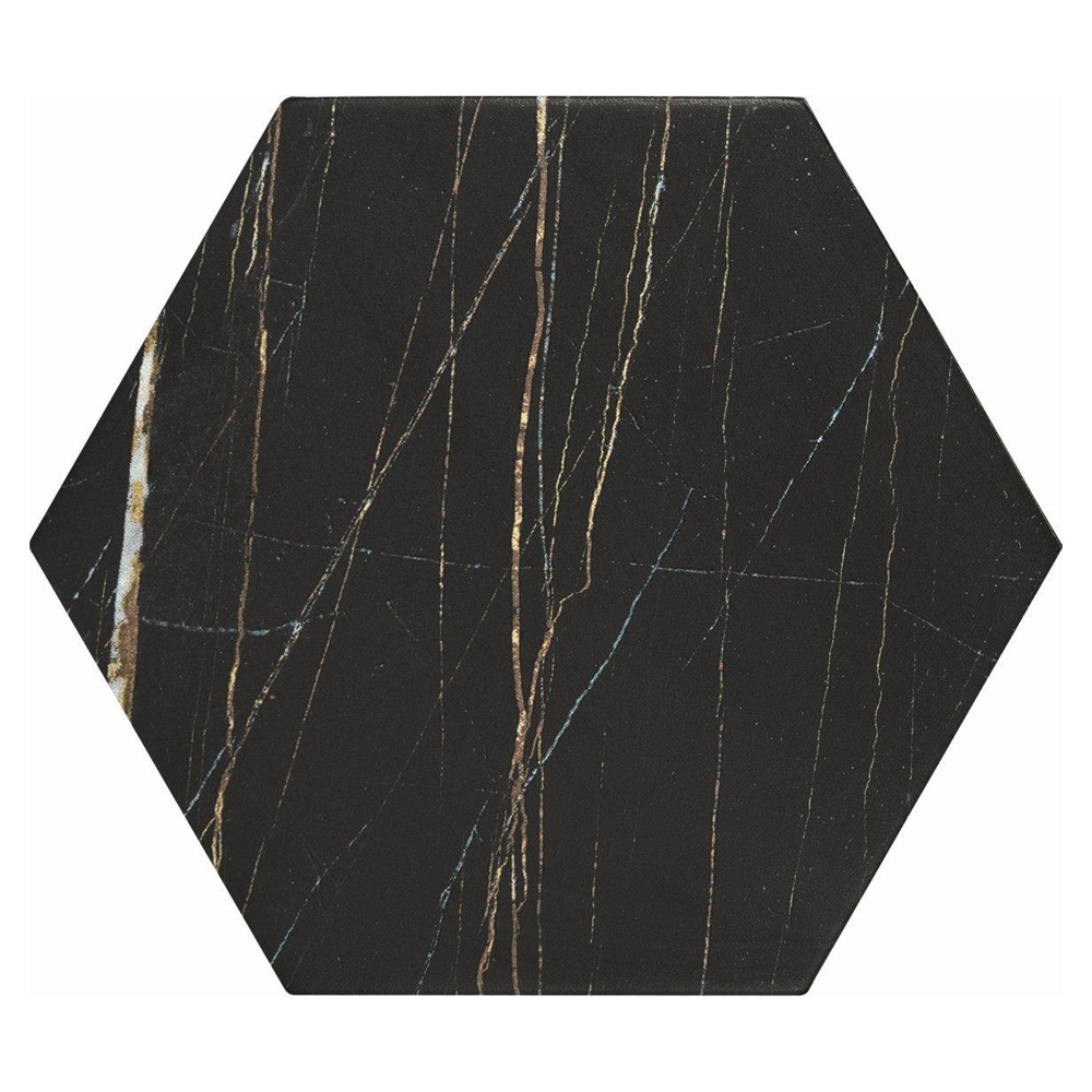 14x16 Hexagon Tegels Rock Star Sahara Noir Close