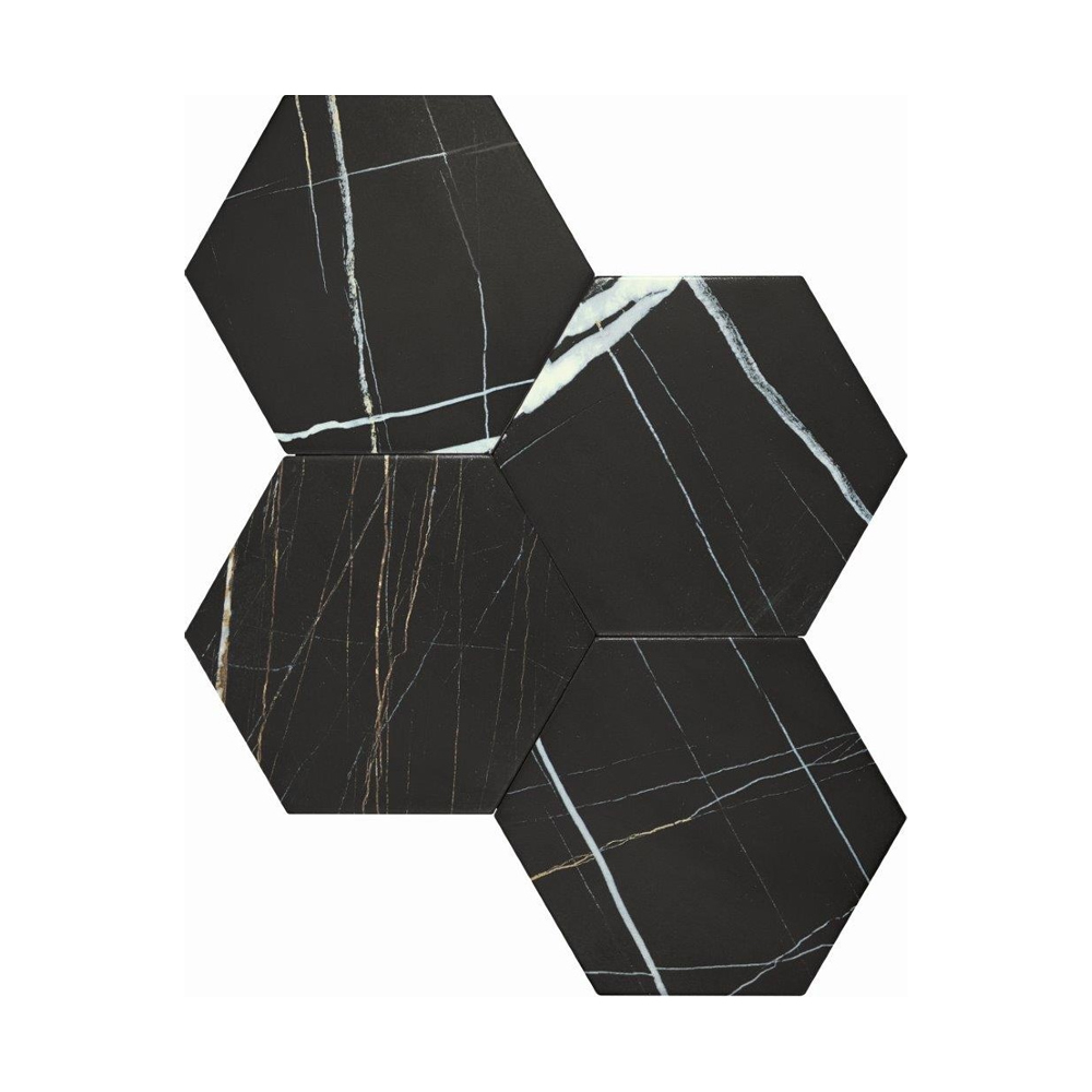 14x16 Hexagon Tegels Rock Star Sahara Noir
