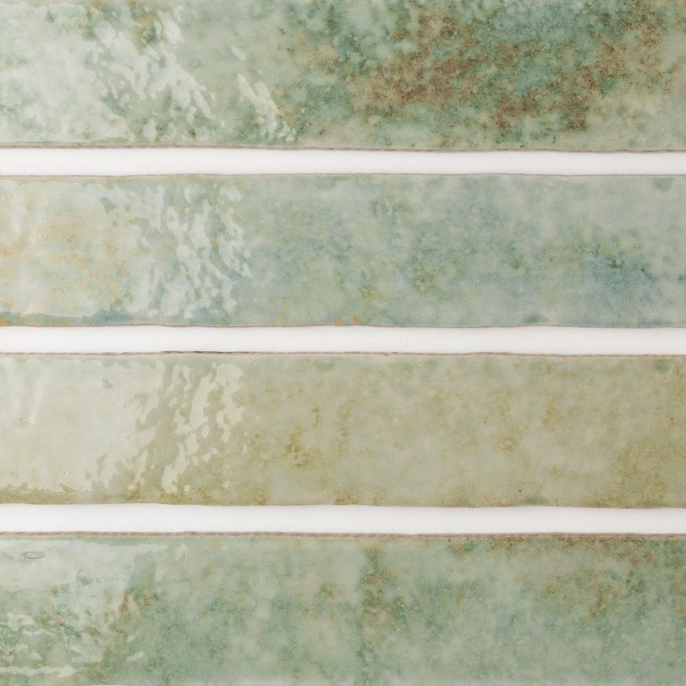 5x25 Wandtegels Handvorm Potters Agave Glans Detail