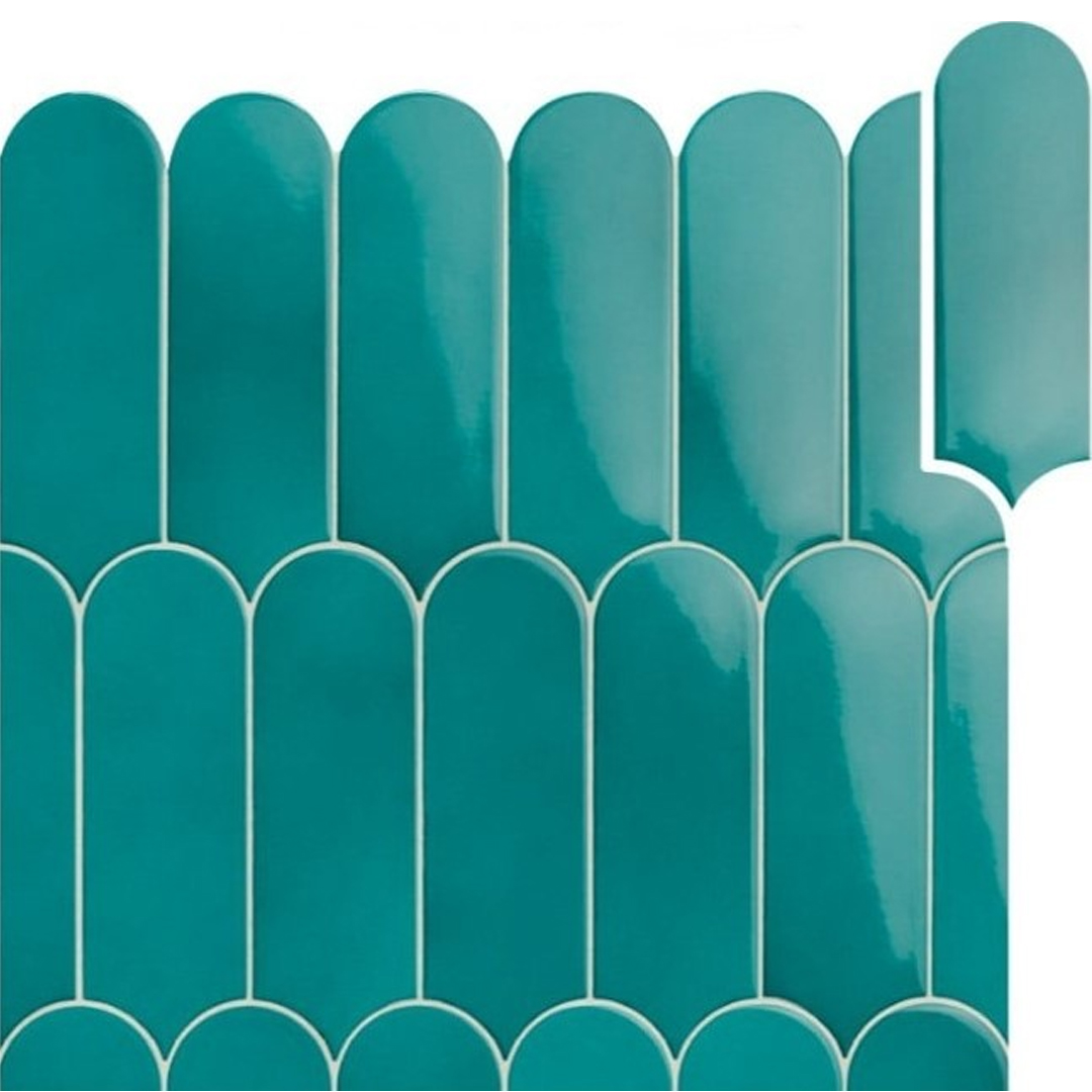 7,2x19,5 Wandtegels Natucer Fan Turchese Waaier Glans Multi