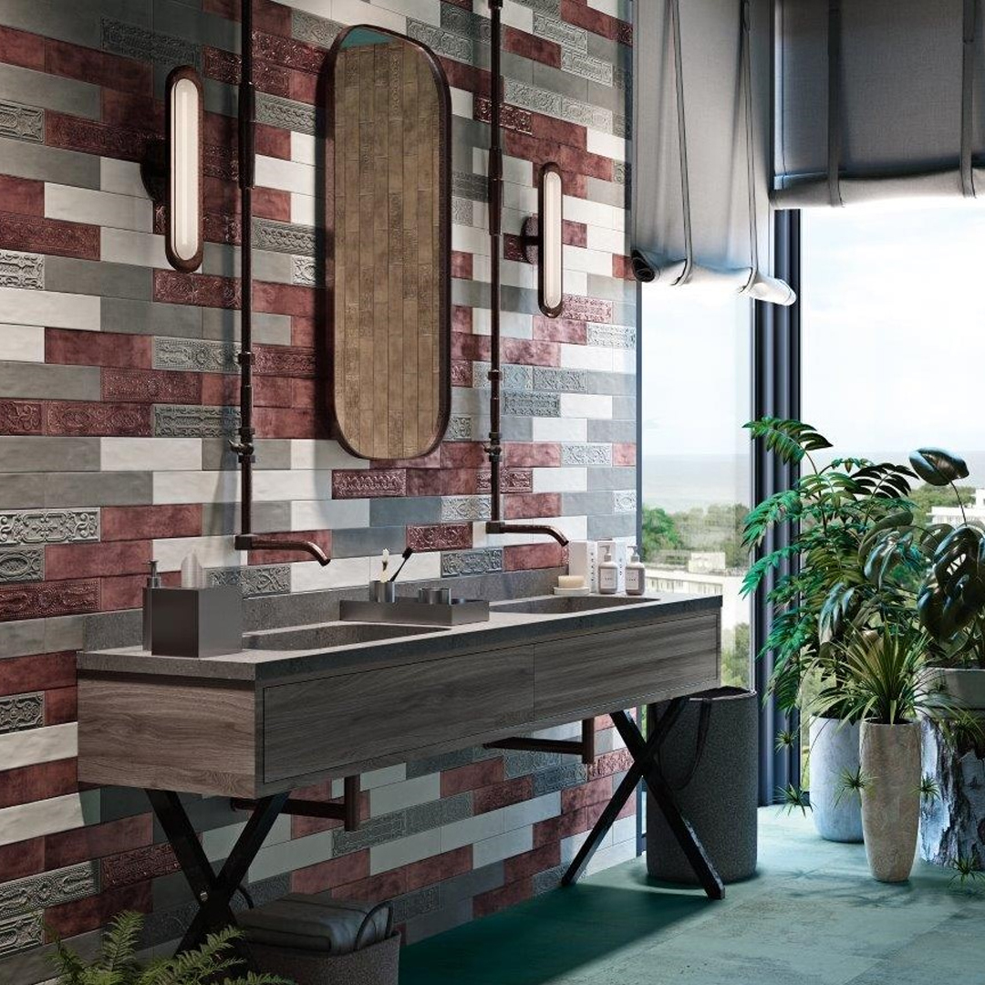 7,4x29,75 Wandtegels - Uptown Cherry Sfeer