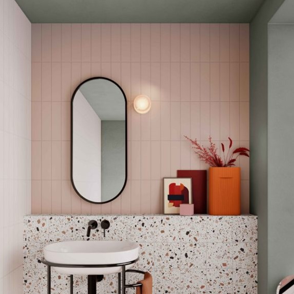 7,5x30 Wandtegels Marea Rosa Mat Sfeer