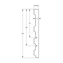 Flexible Plint - Modern 12:9:7x200 Wit Technische Tekening