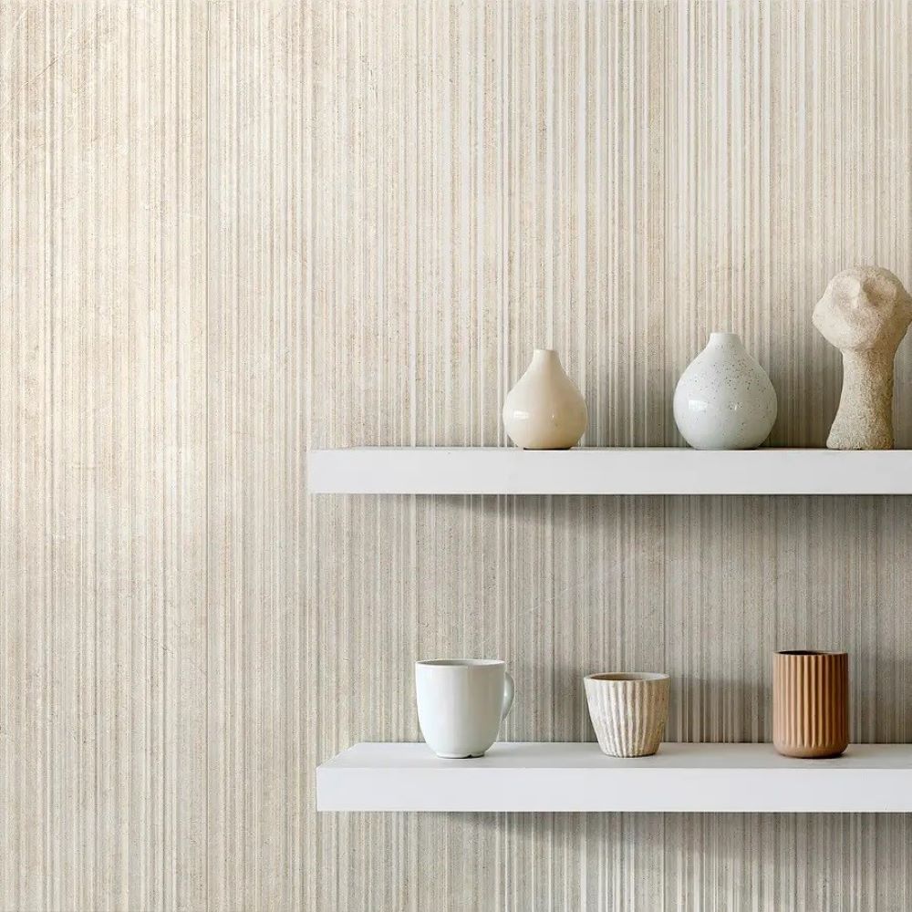 Natuursteenlook Tegels Realstone Argent Avorio Struttura Linee 3D 60×120 – Beige