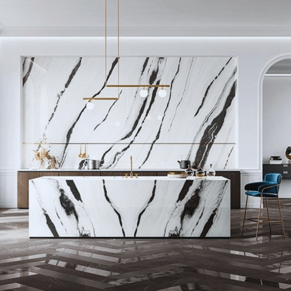 Marmerlook Tegel 120×120 – Imola The Room Panda White Hoogglans
