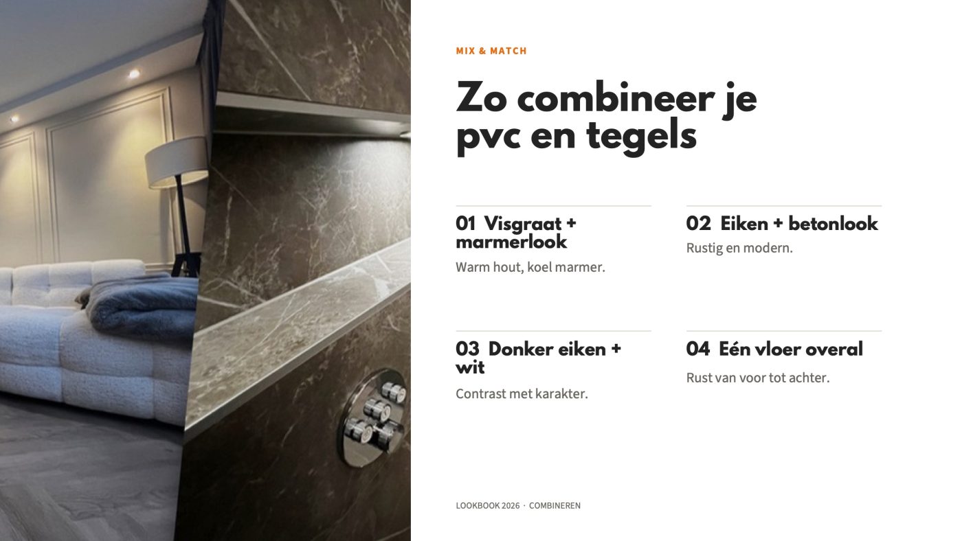 Pagina uit het pvc-lookbook 2026 van Tegels & Laminaat